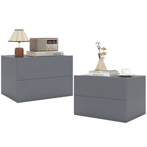 2 Storage Drawers Wall Mounted Floating Nightstand for Bedroom-Gray view 4