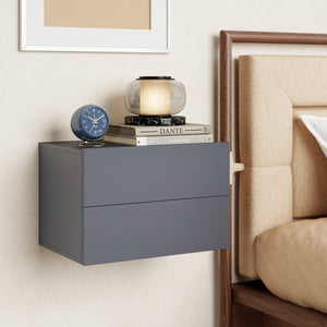 2 Storage Drawers Wall Mounted Floating Nightstand for Bedroom-Gray view 6