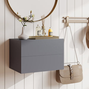 2 Storage Drawers Wall Mounted Floating Nightstand for Bedroom-Gray view 7