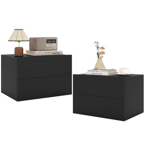 2 Storage Drawers Wall Mounted Floating Nightstand for Bedroom-Black view 4