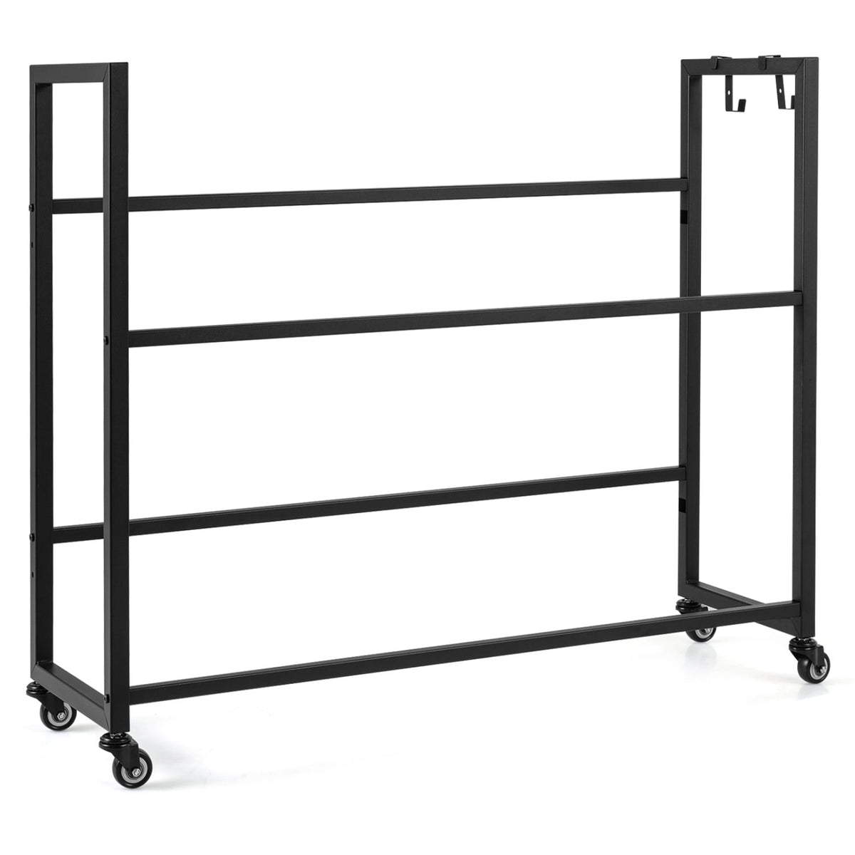 2-Tier Drink Crate Rack with 4 Universal Wheels for Beer and Water Kitchen and Bar-Black view 4