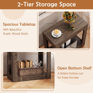 2-Tier End Table with Storage Shelf for Living Room-Walnut view 7