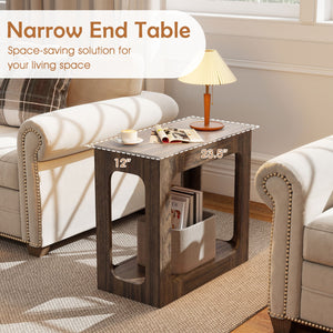 2-Tier End Table with Storage Shelf for Living Room-Walnut view 9