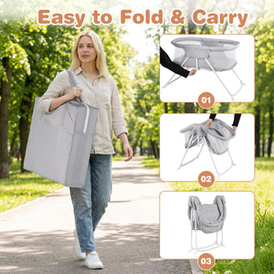 2 in 1 Baby Bassinet with Rocking Motion Foldable Bedside Sleeper with Breathable Mesh-Grey view 9