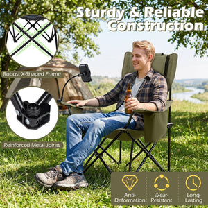 2-in-1 Reclining Camping Chair with 3-Level Adjustable Backrest-Green view 6