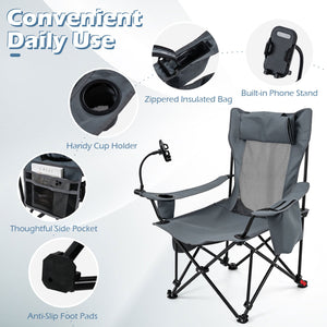 2-in-1 Reclining Camping Chair with 3-Level Adjustable Backrest-Gray view 8