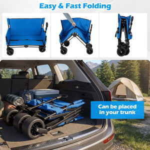 2-in-1 Wagon Bench Seat Combo Collapsible Beach Cart-Blue view 8