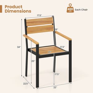 2 piece Outside Patio Dining Chair with Acacia Armrest for Backyard Garden view 4