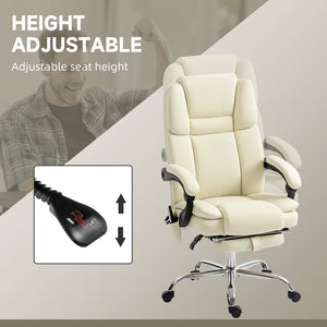 Massage Office Chair, Reclining Executive Office Chair with 6-Point Vibration, Footrest and High Back, Black – view 18