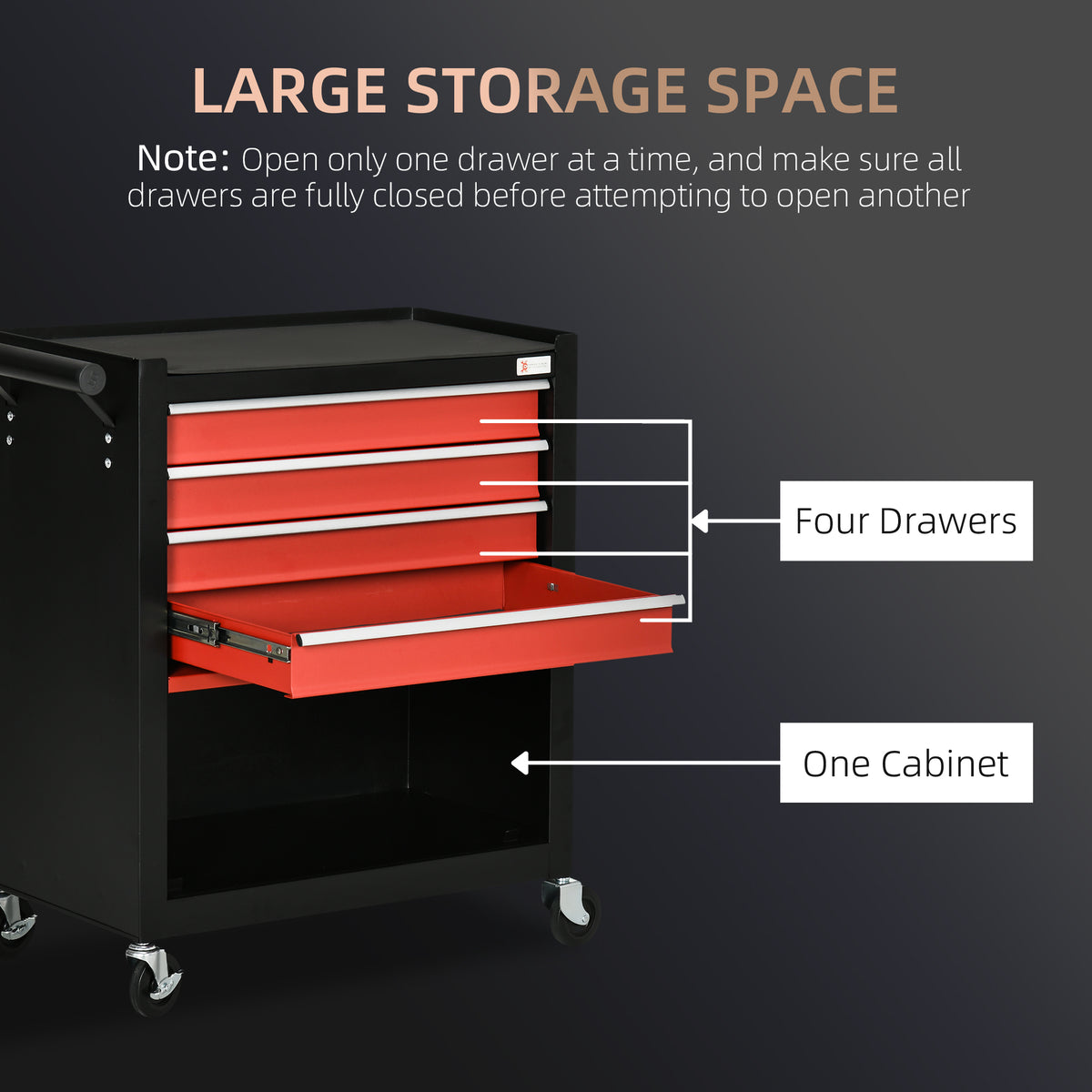 4-Drawer Tool Chest with 4 Wheels, Rolling Tool Box and Storage Cabinet – view 3