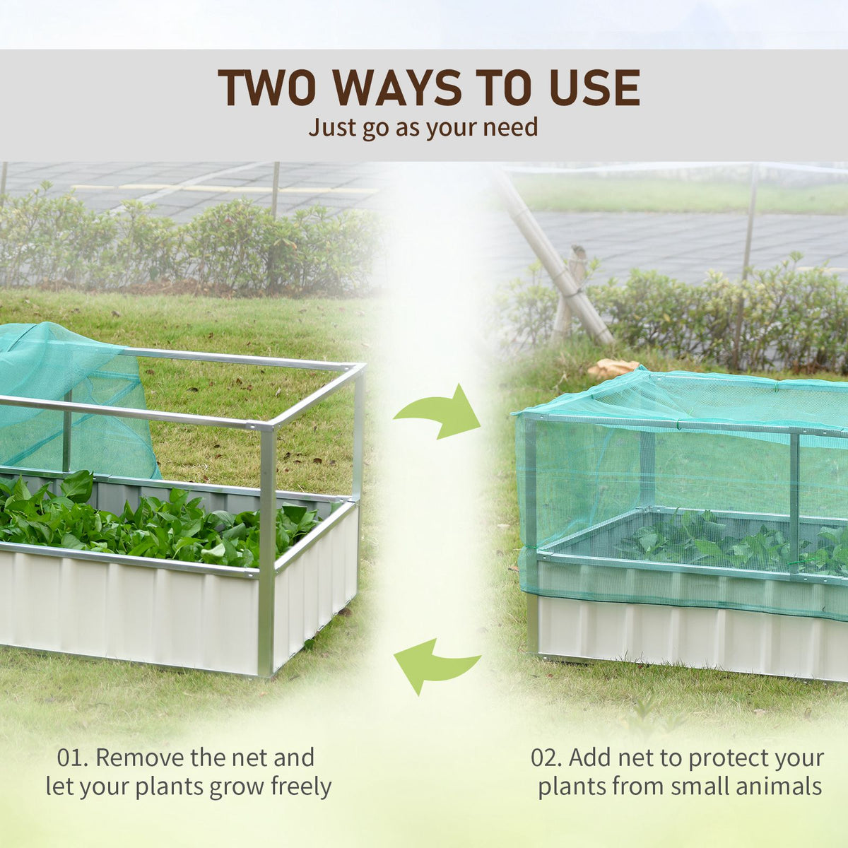 Raised Garden Bed, 5.7 x 3 x 2.3ft Steel Planter Box Outdoor with Cover, Gloves, Dark Grey – view 11