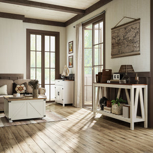 Farmhouse Coffee Table, Square Center Table with Flip-top Lids, Hidden Storage Compartment and Wooden Legs – view 19