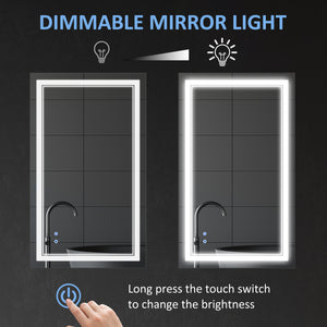 40" x 24" LED Bathroom Mirror, Dimmable Lighted Wall-Mounted Mirror, with 3 Colour, Smart Touch, Plug-in, Vertical or Horizontal Hanging