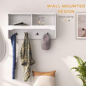 Wall Mounted Coat Rack with Shoe Storage Bench, Hall Tree and Bench, Clothes Hanger Rack with Shelves for Hallway White