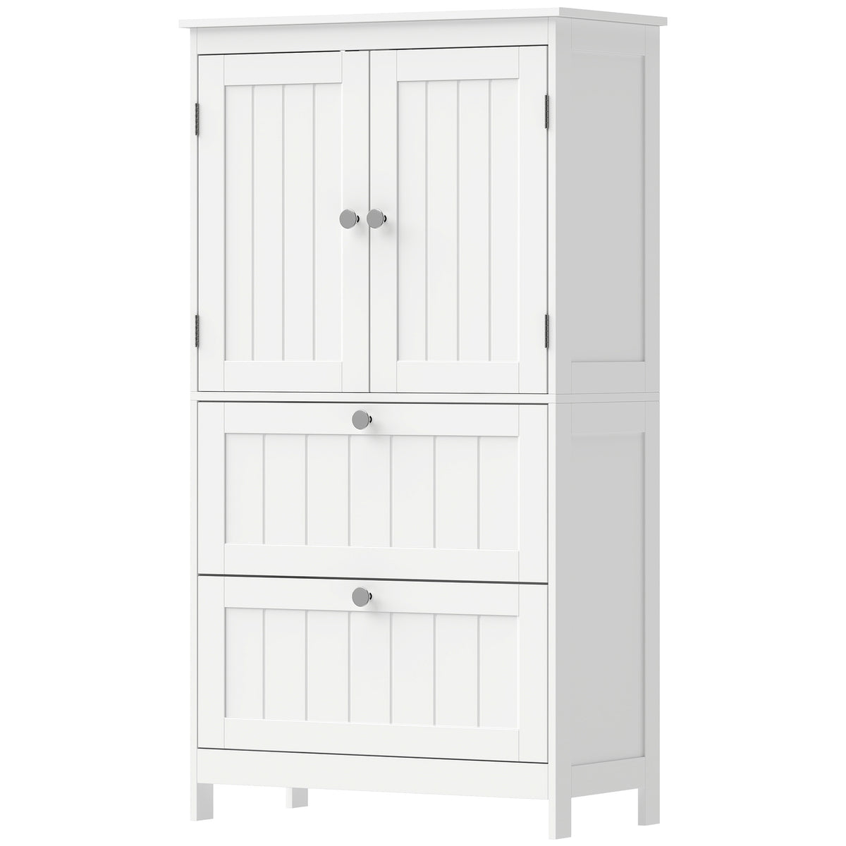Bathroom Storage Cabinet, Narrow Bathroom Cabinet with  2 Drawers, Adjustable Shelf for Living Room, Entryway, White