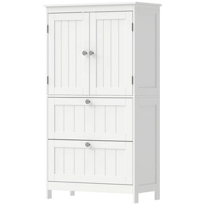 Bathroom Storage Cabinet, Narrow Bathroom Cabinet with  2 Drawers, Adjustable Shelf for Living Room, Entryway, White