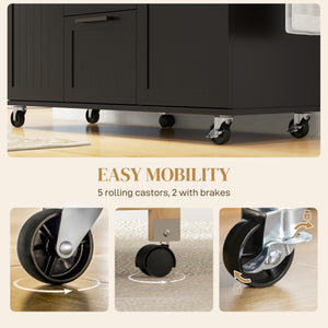 Rolling Kitchen Cart on Wheels with Drop Leaf, Kitchen Island with 3 Drawers – view 13