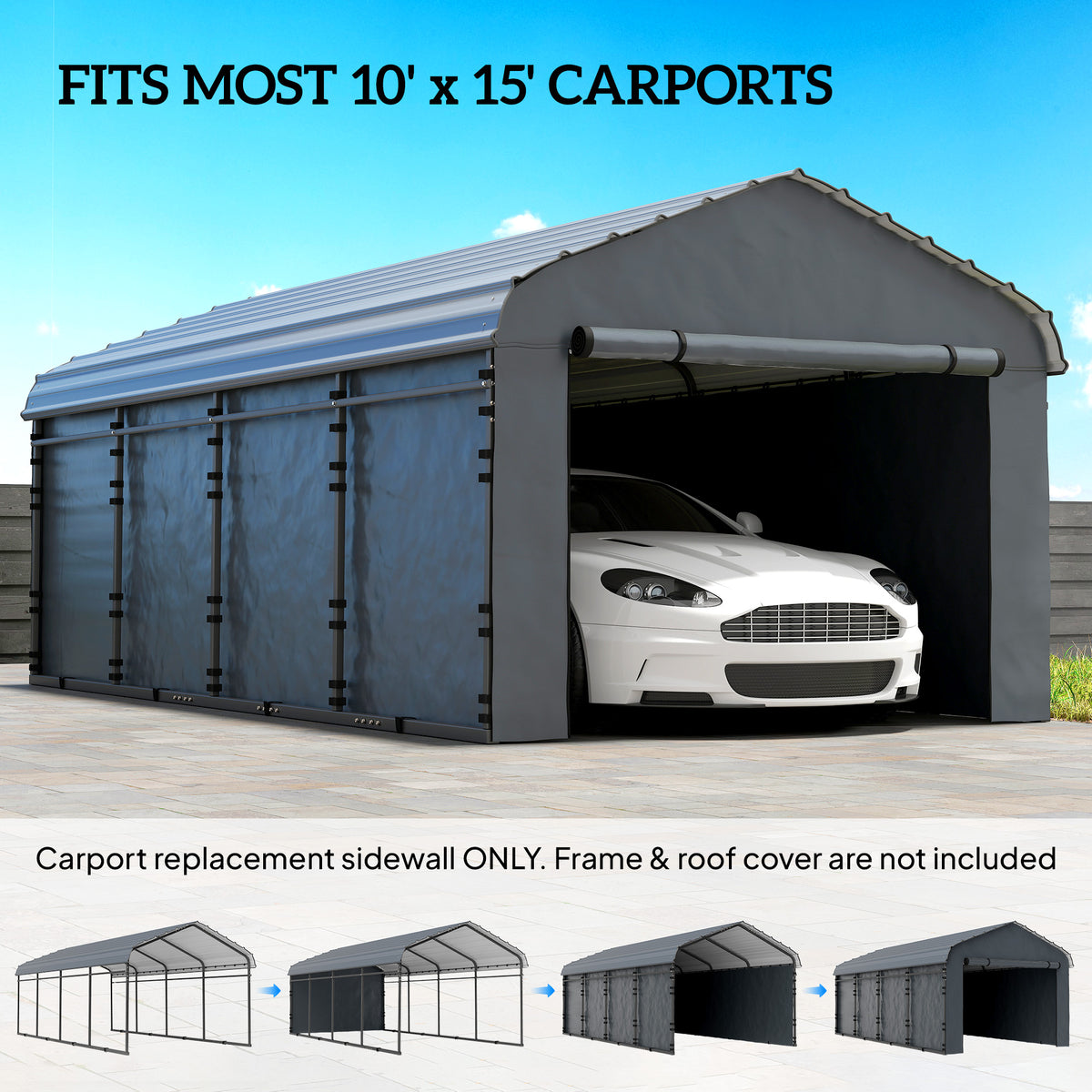 Carport Replacement Canopy Cover Sidewalls for 12' x 20' Carport – view 10