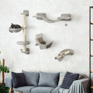 4Pcs Cat Wall Shelf with Scratching Post, Cat Wall Shelves for Relaxing, Climbing – view 8