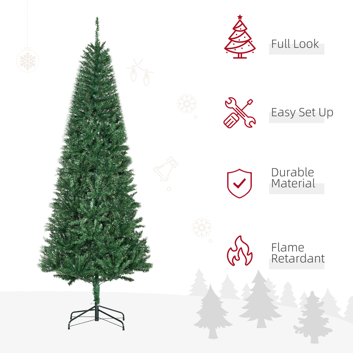 6.9ft Artificial Christmas Tree w/ Metal Stand Spruce Branch Tips Green