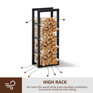 15.7" x 9.8" x 39.4" Firewood Rack Outdoor, Log Holder Fireplace Storage Rack with Handles and 220 lbs. – view 3