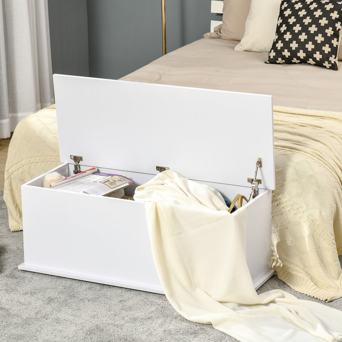 39.5" Storage Chest with 2 Safety Hinges, Storage Box Organizer with Flip-Top Lid, Entryway Storage Bench – view 27