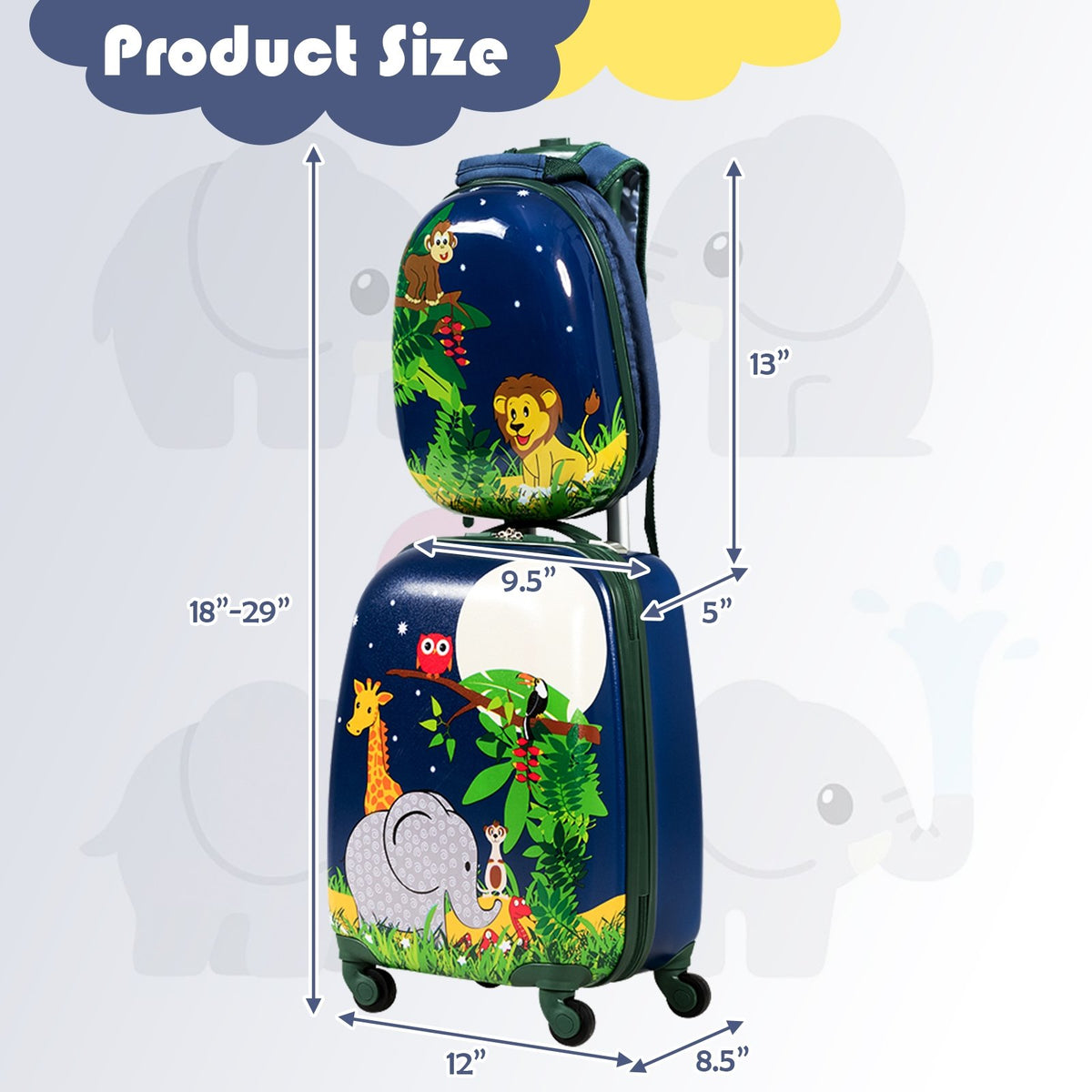 2 Pieces 12 Inch and 16 Inch Kids Carry on Suitcase Rolling Backpack School Luggage Set view 4