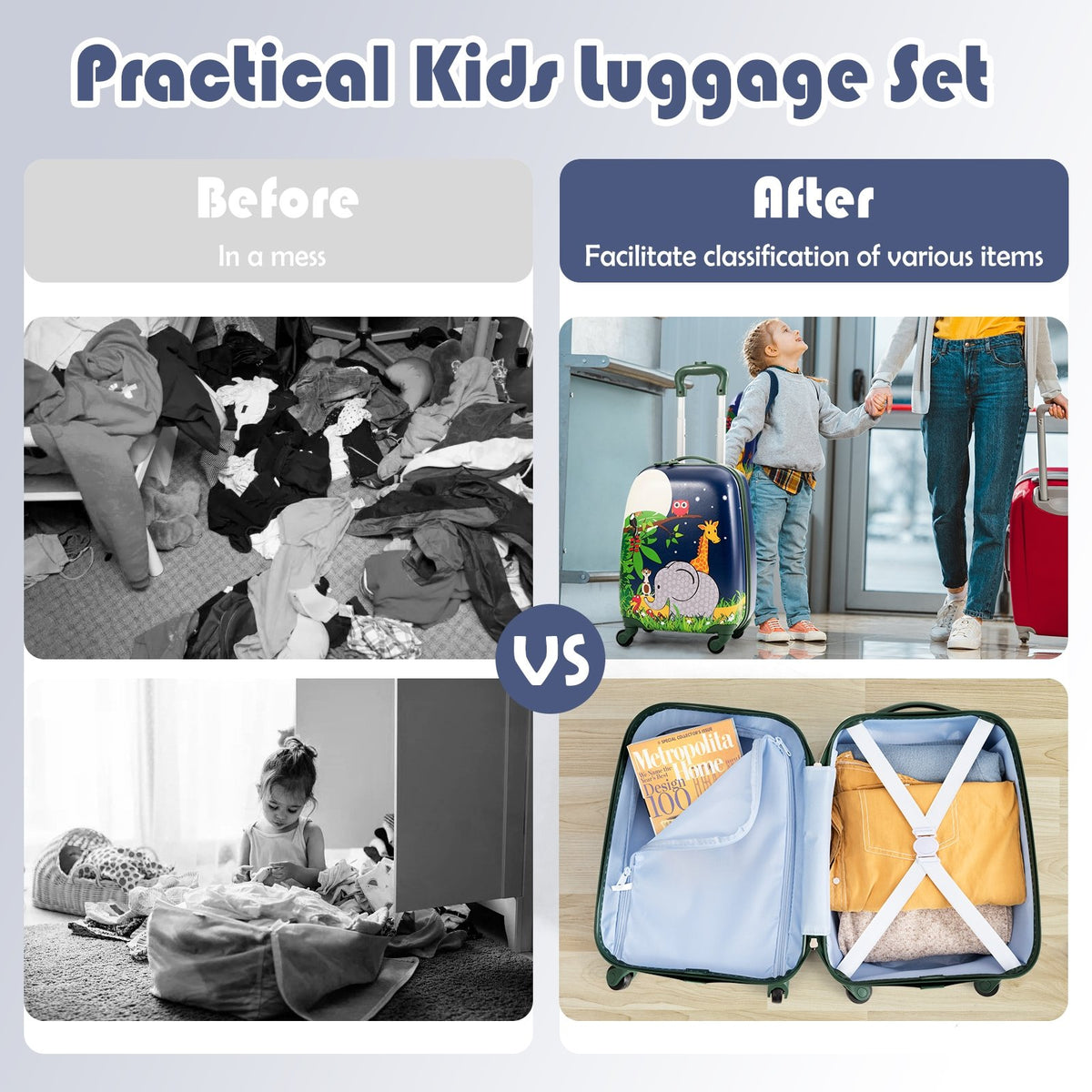 2 Pieces 12 Inch and 16 Inch Kids Carry on Suitcase Rolling Backpack School Luggage Set view 7