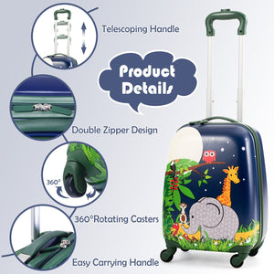 2 Pieces 12 Inch and 16 Inch Kids Carry on Suitcase Rolling Backpack School Luggage Set view 8