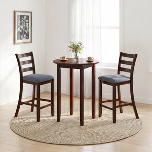 2 Pieces Counter Height Chairs with Fabric Seat and Rubber Wood Legs view 3