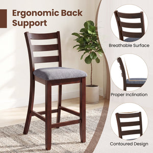 2 Pieces Counter Height Chairs with Fabric Seat and Rubber Wood Legs view 7