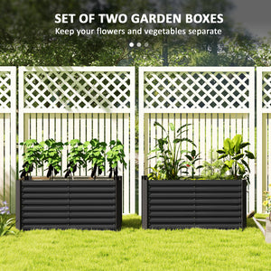 Set of 2 Galvanized Metal Planters for Outdoor Plants, 4' x 2' x 2' Raised Garden Bed, Dark Grey – view 3