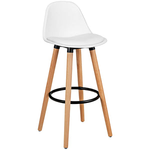 2 Pieces Mid Century Barstool 28.5 Inches Dining Pub Chair-White view 4