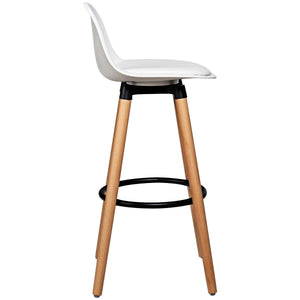2 Pieces Mid Century Barstool 28.5 Inches Dining Pub Chair-White view 6