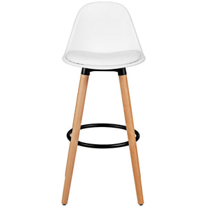 2 Pieces Mid Century Barstool 28.5 Inches Dining Pub Chair-White view 7