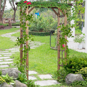 85" Wooden Outdoor Garden Arbour, Garden Arch Trellis for Climbing Vines  for Wedding and Ceremony -