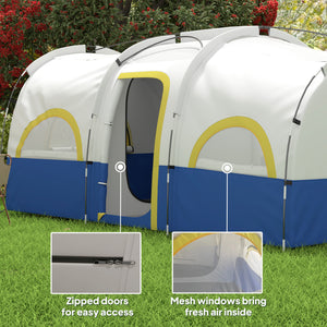 4 Person Camping Tent, 3 Room Cabin Tent, 3000mm Waterproof and UPF30+ with Sewn in Groundsheet and Carry – view 4