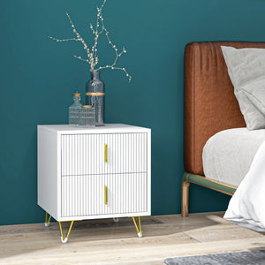 Bedside Table, Modern Nightstand with 2 Drawers, Side End Table with Metal Legs for Living Room, Bedroom – view 7
