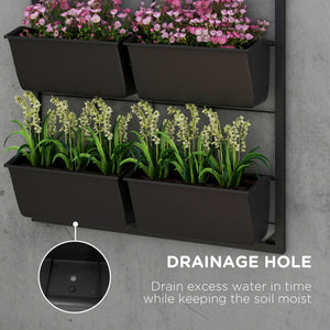 3-Tier Wall Planter with 6 Pots for Indoor and Outdoor Use, Hanging Plant Holder, Self Draining Wall Mounted Planter
