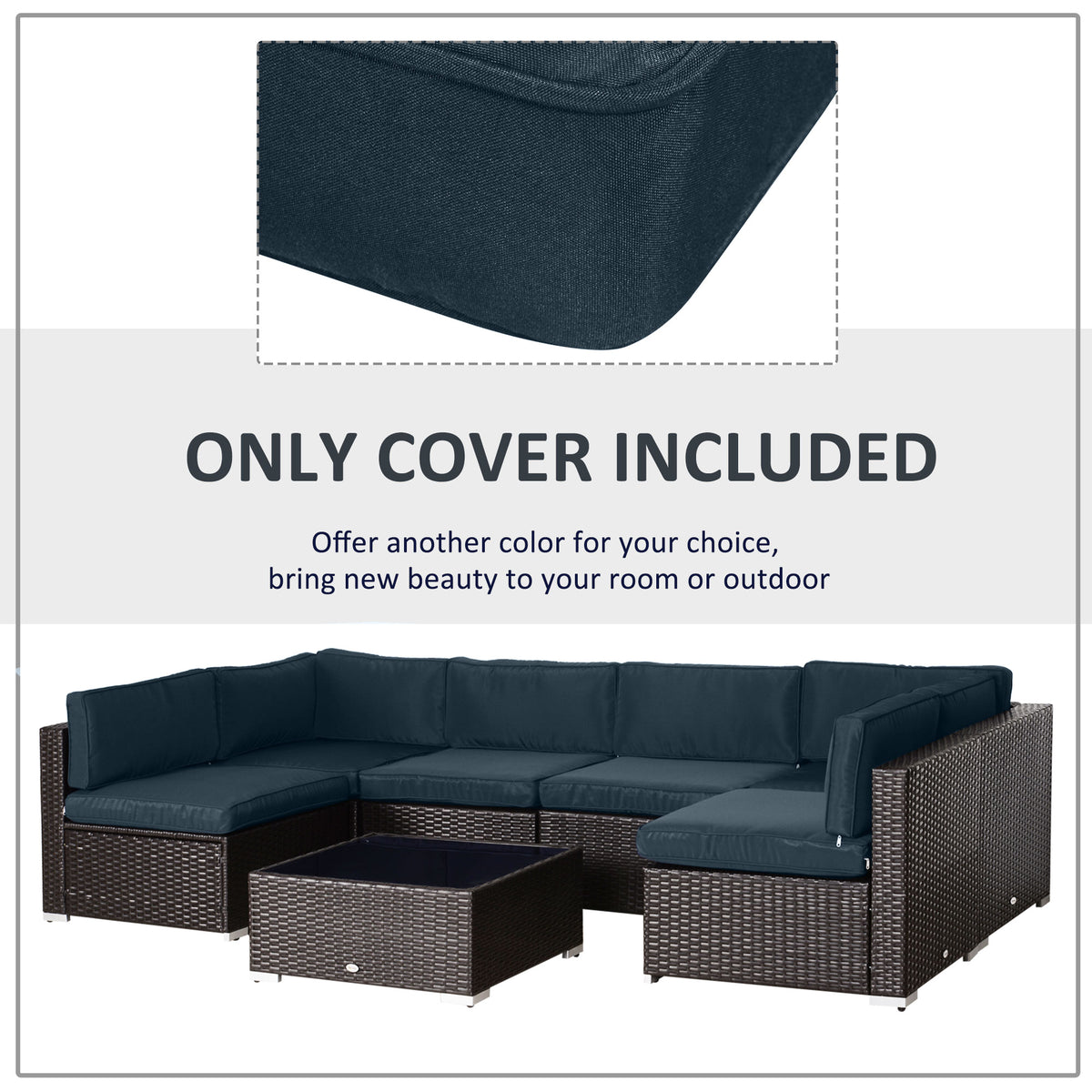 Outdoor 14pc Patio Rattan Sofa Set Cushion Polyester Cover Replacement Set - No Cushion Included Beige – view 17