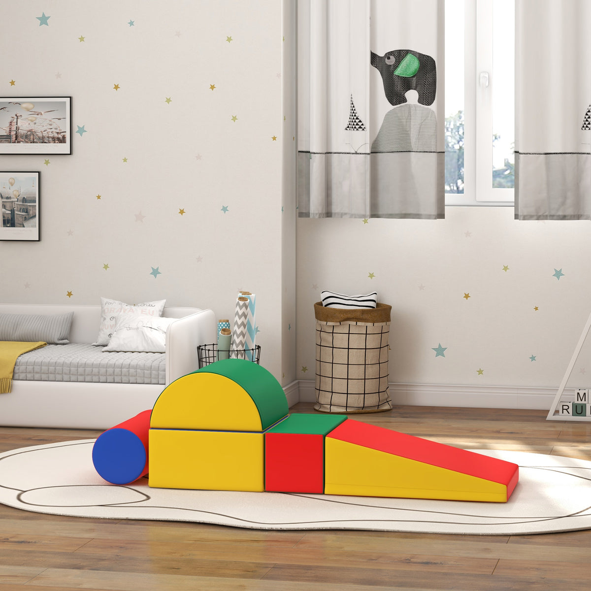Soozier 5 Piece Climb and Crawl Activity Playset Soft Safe Foam for Toddler Learning Toy