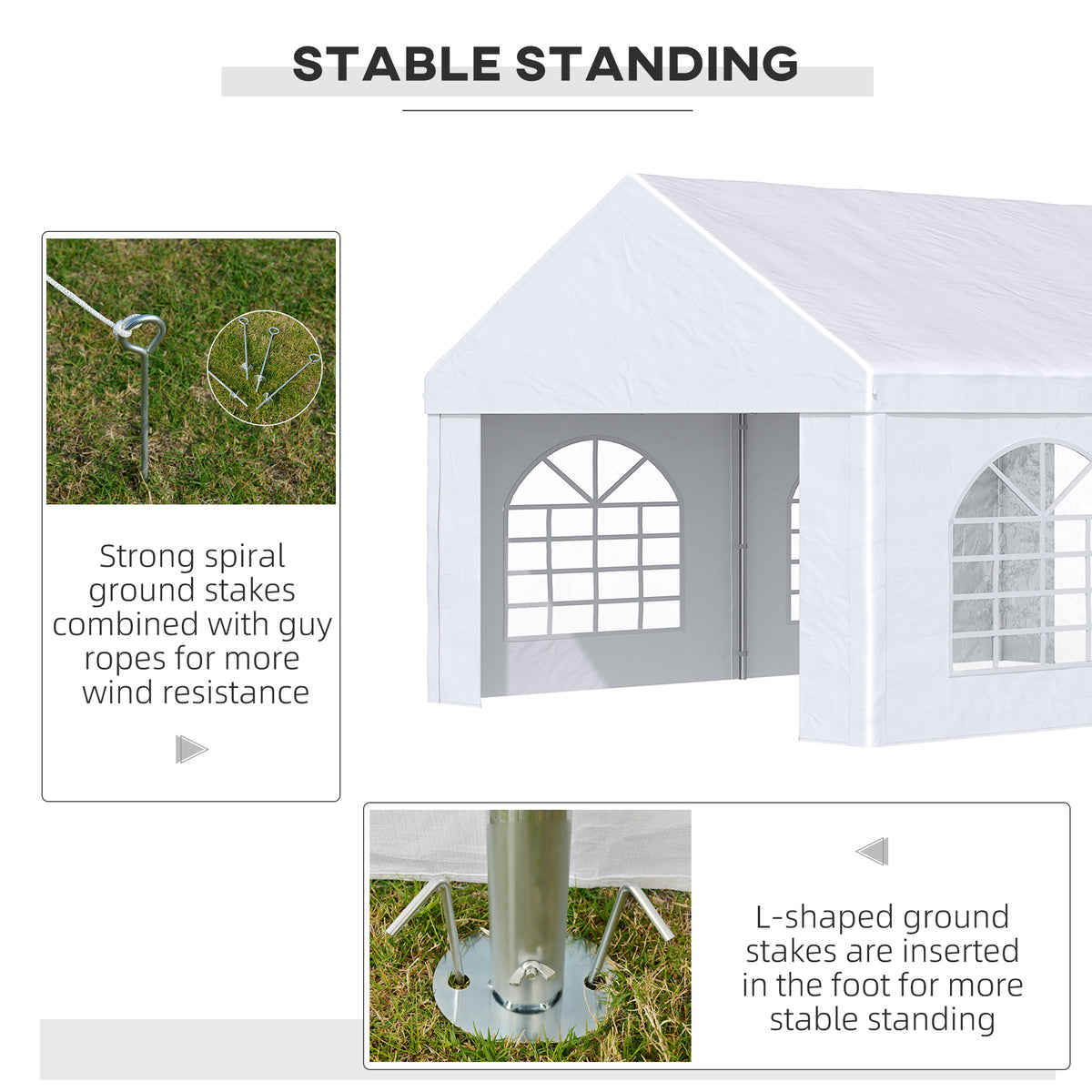16.5' x 13' Outdoor Tents for Parties, Event Tent with Sides, 4 Windows and 2 Doors, White