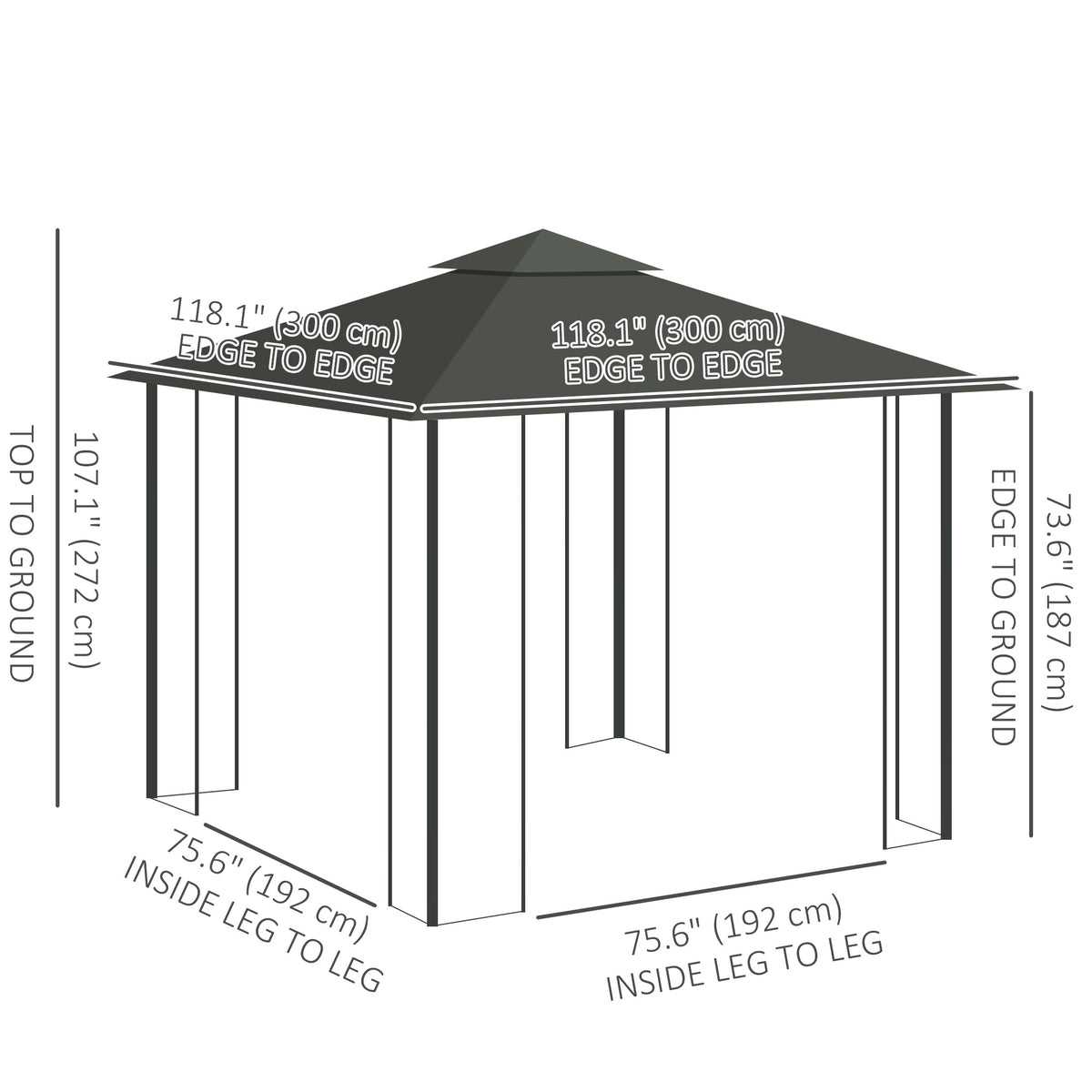 10'x10' Soft-top Steel Patio Gazebo Outdoor Sun Shelter with 2-Tier Polyester Roof, Curtain Sidewalls, Beige – view 37