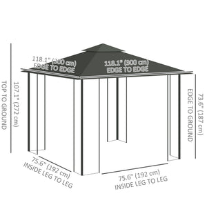10'x10' Soft-top Steel Patio Gazebo Outdoor Sun Shelter with 2-Tier Polyester Roof, Curtain Sidewalls, Beige – view 37