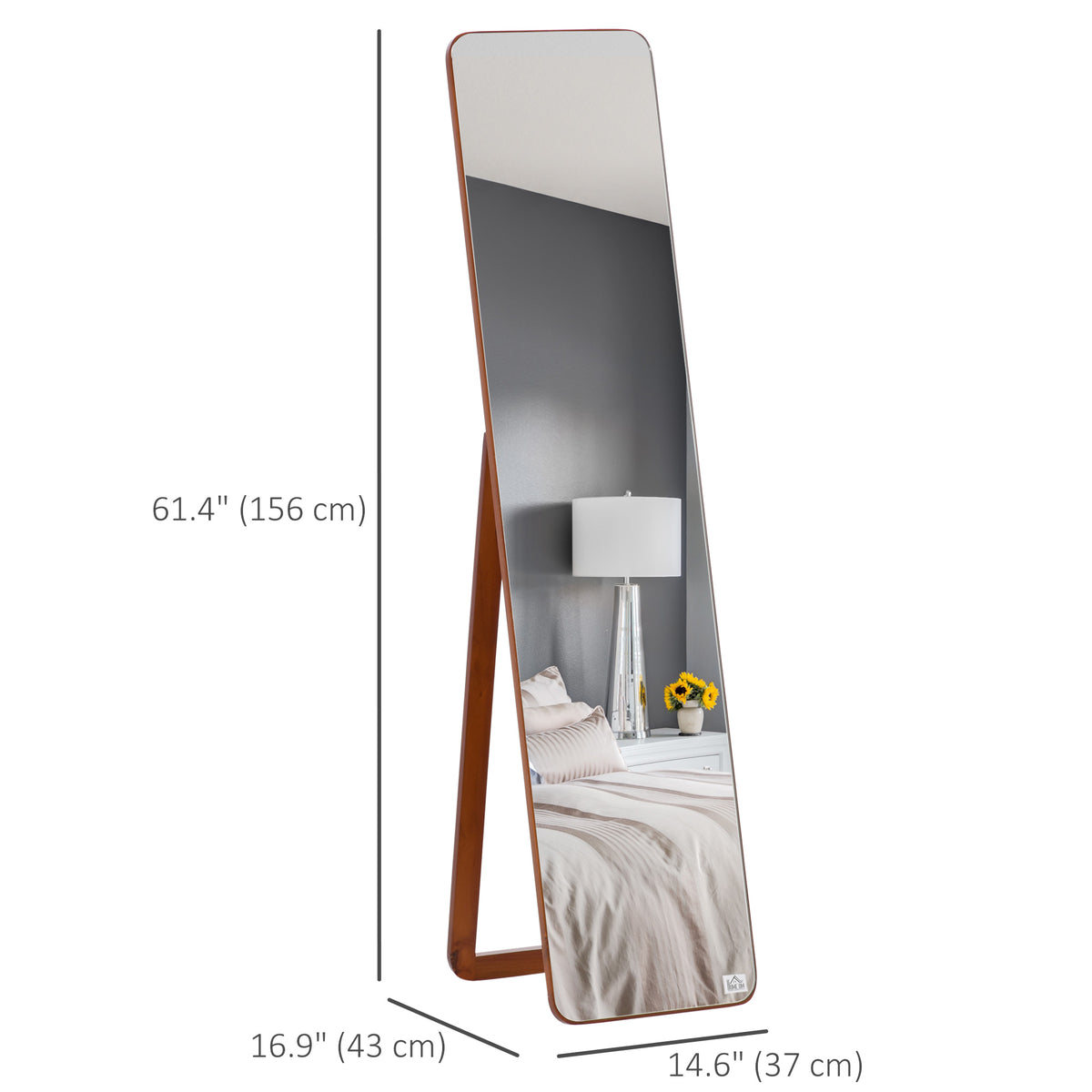 Full Length Mirror for Bedroom, Free Standing Dressing Mirror, Wall Mirror with Wood Frame, 15" x 61" – view 2