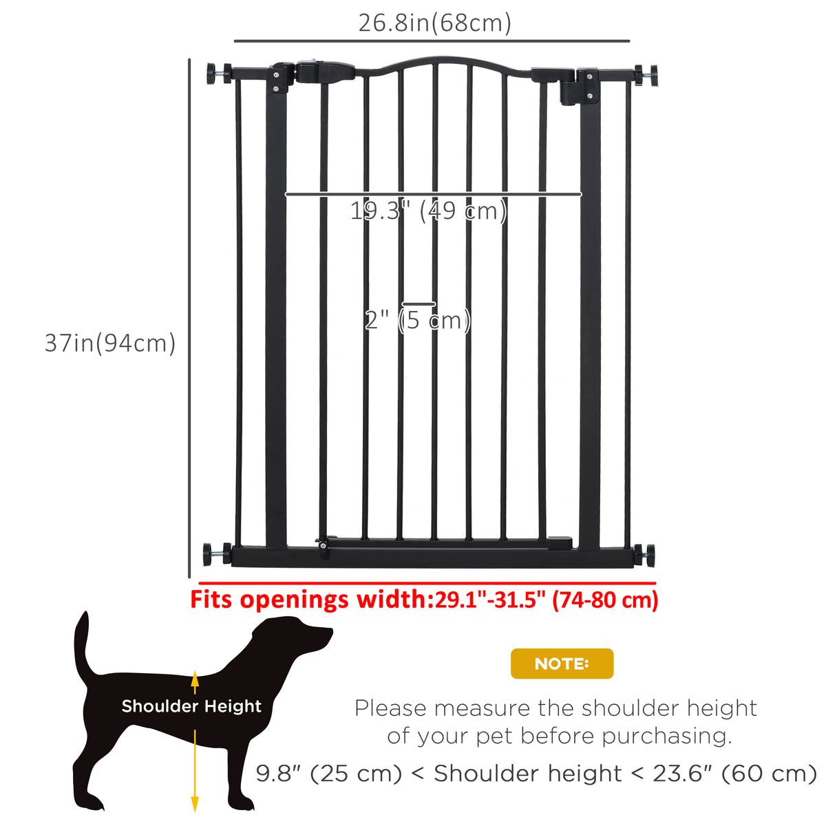 Extra Tall Dog Gate with Door, Pressure Fit, Auto Close, Double Locking for Doorways Hallways Stairs – view 2