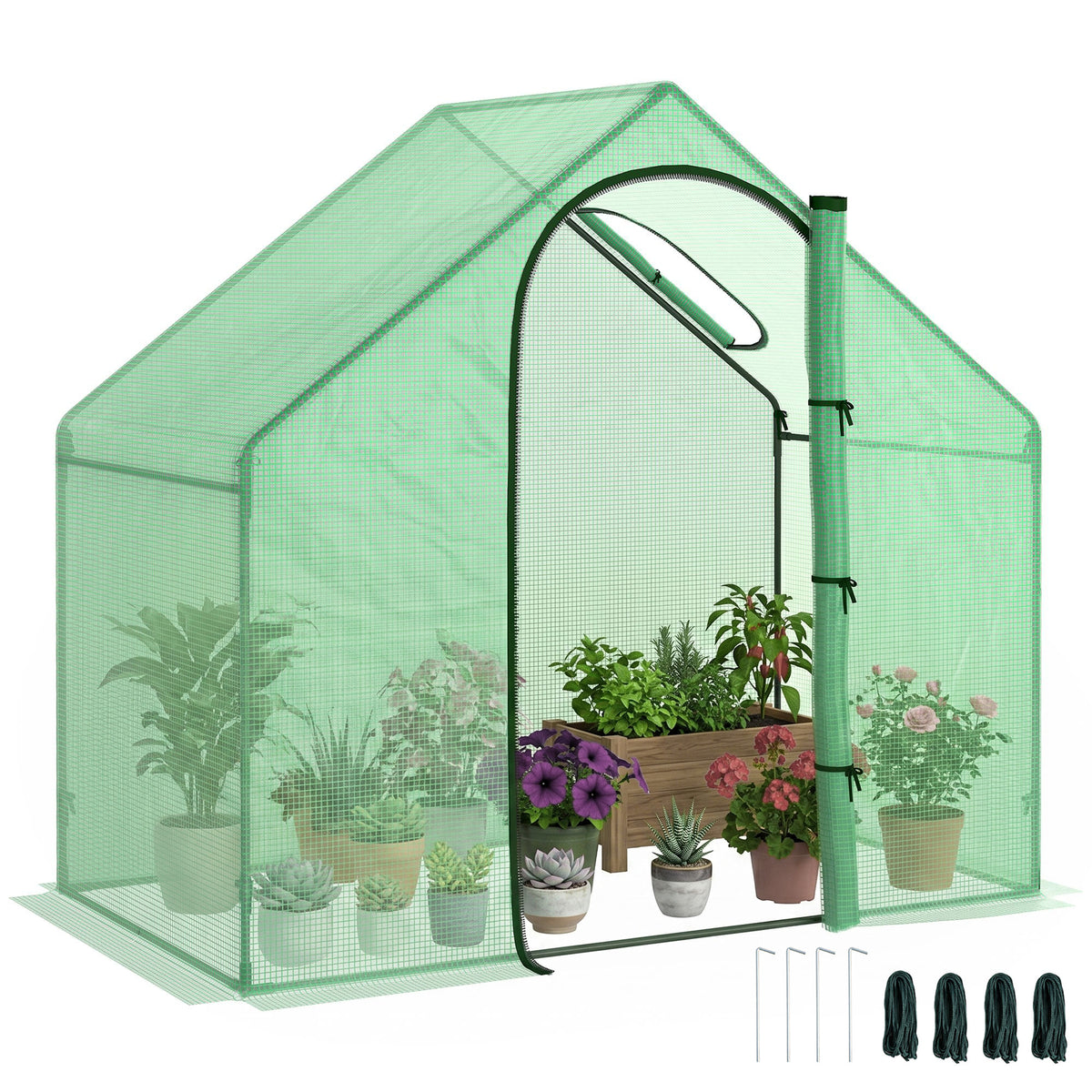 6'x3.3'x5.5' Walk-in Garden Greenhouse with Door and Window, Portable Mini Greenhouse for Plants Flowers Herbs, Steel Outdoor Hot House Growing Tent, Clear Plastic Cover