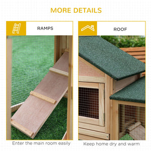 Large Rabbit Hutch Wood Bunny Cage Outdoor Guinea Pig House with Double Runs Slide Out Tray Ramps – view 6