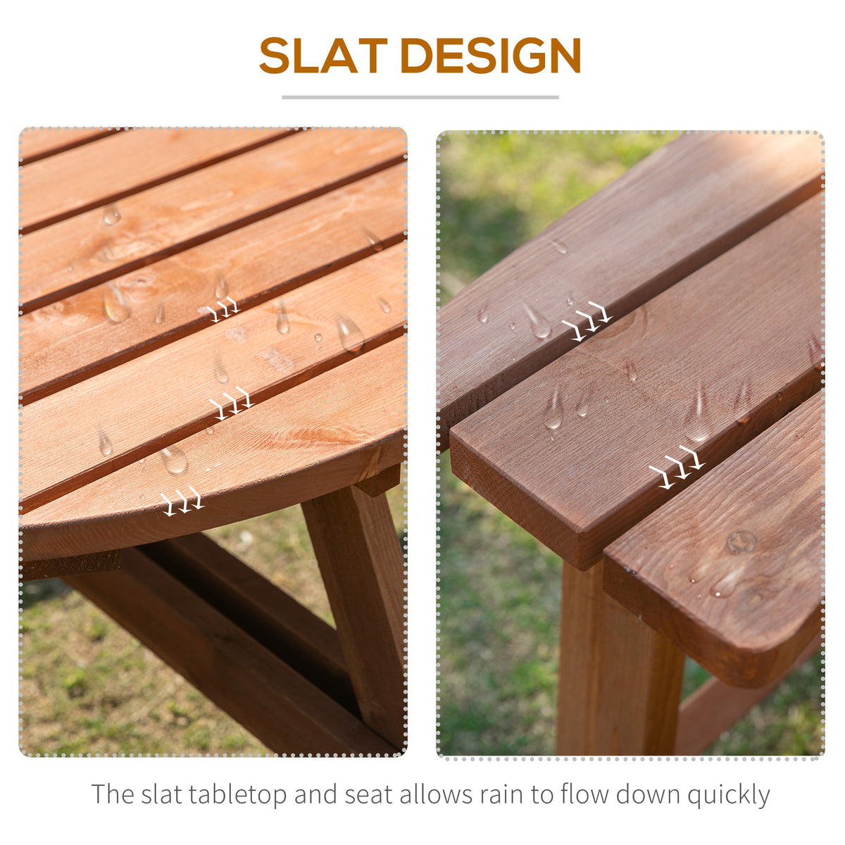 8 Seater Round Wooden Pub Bench & Picnic Table, Patio Dining Set for Outdoor Patio (Umbrella Not Included)