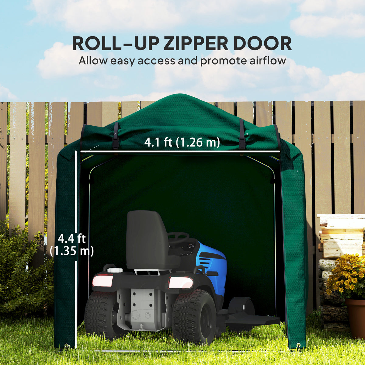 Outdoor Storage Shed, UV Resistant Bike Tent with Roll-up Zipper Door, Portable Shed for Bike, Motorcycle – view 19